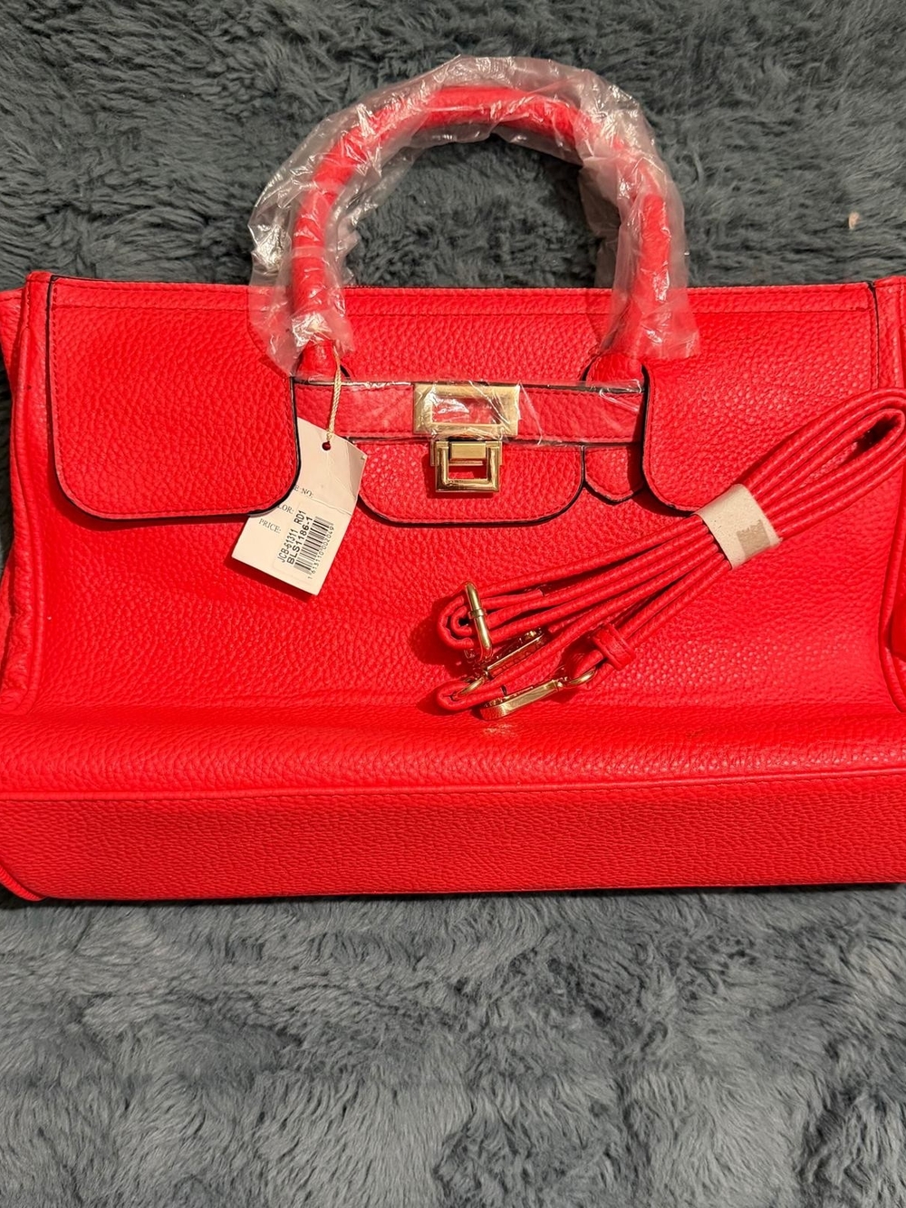 Classic Structured Red Leather Satchel Handbag - Unbranded